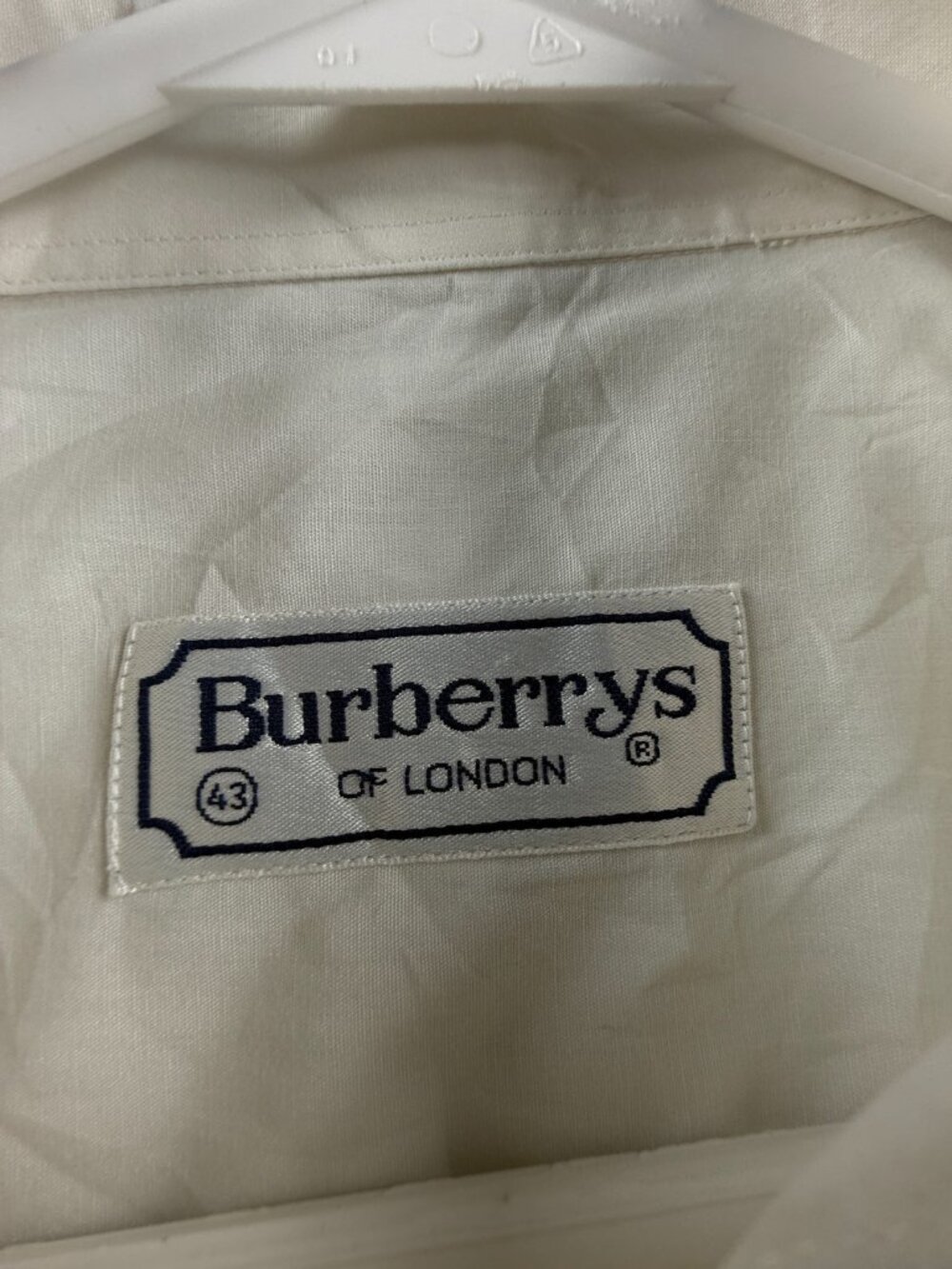 Burberry Formal 43 London Band Ivory Solid Long Sleeve Mens Shirt Pocket Adult - Picture 13 of 16